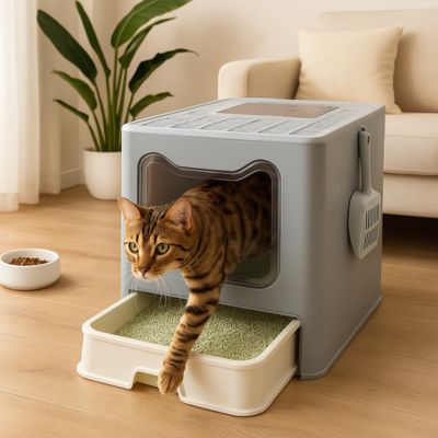 Maison de toilette pour chat cosy hygiene irreprochable